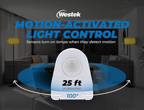 Westek Plug In Motion Sensor Outlet Light Control, 2 Pack - Indoor Motion Sensor Device Activates Lights When Motion is Detected - Ideal for Dark Hallways - 25ft Range, 6 Foot Cord (MLC12BC-4) in Saudi Arabia