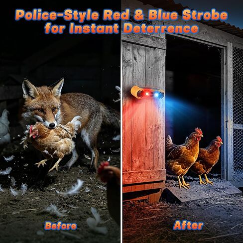 Solar Motion Sensor Alarm Outdoor, Red & Blue LED Strobe Light | 130dB Dual Speakers, 13 Loud Sounds Dog Barking & Siren, Continuous Loop Playback, 4 Working Modes for Home, Farm, Barn in Saudi Arabia
