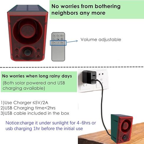 HULPPRE Solar Outdoor Motion Sensor Alarm,Dog Barking and Gunshot Sound | Support Recording,Adjust Volume,130db Loud Noise Maker,3 Work Modes Strobe Light with USB,Say Goodbye to The Intruders in Saudi Arabia