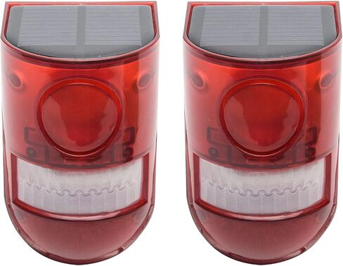 2 Pack Solar Sound and Light Alarm Motion Sensor, 129db Outdoor Security Siren Waterproof Activated Detector Driveway Alarm, 6 LEDs Flash Warning Strobe System, Security Light Alarm for Home, Farm in Saudi Arabia