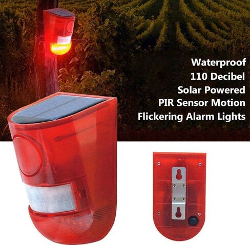 2 Pack Solar Sound and Light Alarm Motion Sensor, 129db Outdoor Security Siren Waterproof Activated Detector Driveway Alarm, 6 LEDs Flash Warning Strobe System, Security Light Alarm for Home, Farm in Saudi Arabia