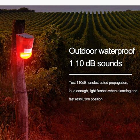 2 Pack Solar Sound and Light Alarm Motion Sensor, 129db Outdoor Security Siren Waterproof Activated Detector Driveway Alarm, 6 LEDs Flash Warning Strobe System, Security Light Alarm for Home, Farm in Saudi Arabia