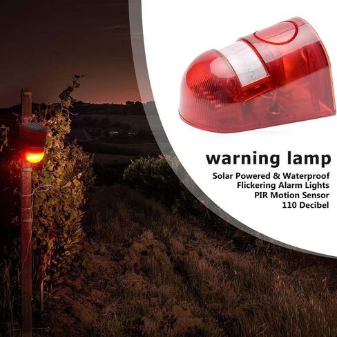 2 Pack Solar Sound and Light Alarm Motion Sensor, 129db Outdoor Security Siren Waterproof Activated Detector Driveway Alarm, 6 LEDs Flash Warning Strobe System, Security Light Alarm for Home, Farm in Saudi Arabia