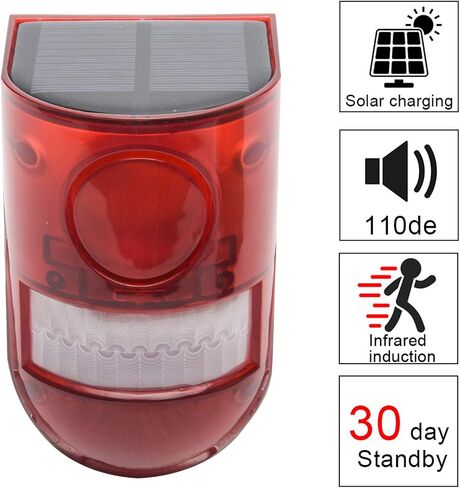 2 Pack Solar Sound and Light Alarm Motion Sensor, 129db Outdoor Security Siren Waterproof Activated Detector Driveway Alarm, 6 LEDs Flash Warning Strobe System, Security Light Alarm for Home, Farm in Saudi Arabia