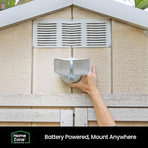 Home Zone Living 2PK Motion Sensor Flood Lights, Battery Powered, White | 5000K LED Twin Head Light, Wiring Required, Outdoor, Garden, Yard, Patio, Pathway, Walkway, Driveway, Backyard, Porch in Saudi Arabia