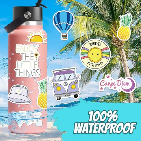 120 Pcs Preppy Stickers, Summer Stickers for Water Bottles Girls, Laptop Accessory Waterproof, Cute Decals for Phone Waterbottle MacBook Cup, Summer Themed Stickers for Teens in Kuwait