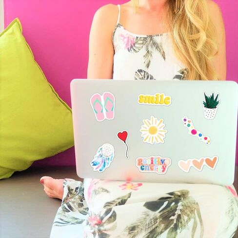 120 Pcs Preppy Stickers, Summer Stickers for Water Bottles Girls, Laptop Accessory Waterproof, Cute Decals for Phone Waterbottle MacBook Cup, Summer Themed Stickers for Teens in Kuwait