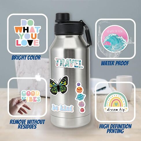 120 Pcs Preppy Stickers, Summer Stickers for Water Bottles Girls, Laptop Accessory Waterproof, Cute Decals for Phone Waterbottle MacBook Cup, Summer Themed Stickers for Teens in Kuwait