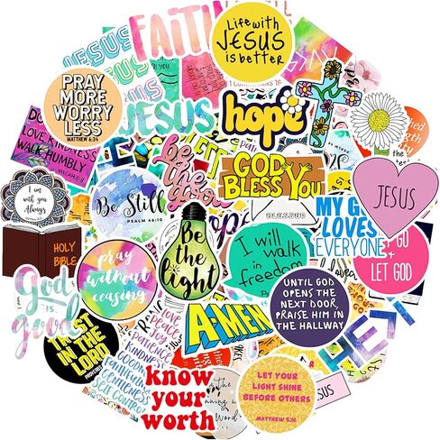 220Pcs Inspirational Christian Bible Verse Jesus Stickers, Christian Gifts | Vinly Waterproof Religious Faith Decals for Water Bottle Laptop Scrapbook Journaling Adults Teens Kids, Bible Study Supplies in Saudi Arabia