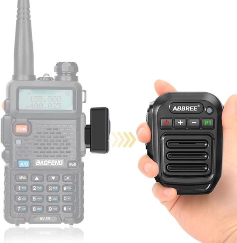 ABBREE Ham Radio Wireless Handheld Speaker Mic, 2 Pin Shoulder Microphone for Baofeng 5RM UV-5R,BF-F8HP PRO,AR-152,K5PLUS,GM-15Pro,UV-5G Plus UV-32 GM21 Walkie Talkie Accessories (Black) in Saudi Arabia