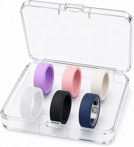 6-Pack Oura Ring 5 Cover with Storage Box - Gym Workout & Sports Protector | Soft, Lightweight Silicone Helps Protect Against Scratches, Bumps, and Wear. Comfortable to Wear Without Affecting Charging in Kuwait