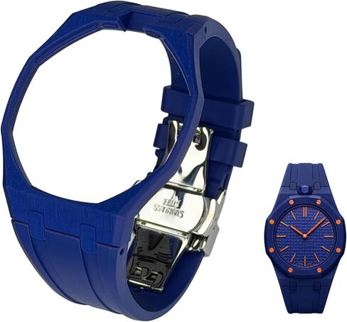 Integrated Bioceramic Watch Case and Silicone Strap Kit Compatible with AP x Swatch Royal Pop Series, One-Piece Replacement Case Band Set with Stainless Steel Folding Clasp, Watch Not Included in Saudi Arabia