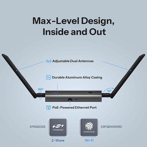 SONOFF Z-Wave 800 PoE Dongle Max (Dongle-MZG23) | EFR32ZG23 & ESP32D0 Chip, Compatible with Home Assistant & openHAB, Z-Wave Long Range Control, S2 Security, USB/TCP Connected in Saudi Arabia