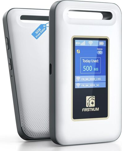 4G LTE Portable WiFi for Travel, Mobile Hotspot Device, 5GB Free US Data | Pocket WiFi, No SIM or Contract, Connect 8 Devices, Works for RV & Outdoor Use in Saudi Arabia