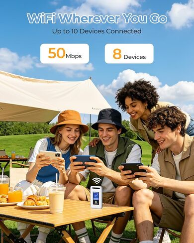 4G LTE Portable WiFi for Travel, Mobile Hotspot Device, 5GB Free US Data | Pocket WiFi, No SIM or Contract, Connect 8 Devices, Works for RV & Outdoor Use in Saudi Arabia