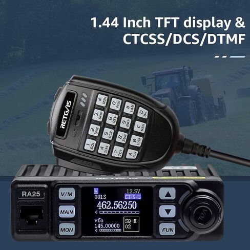 راديو متنقل Retevis RA25 GMRS، جهاز إرسال واستقبال متنقل لراديو GMRS طويل المدى | 8 محطة قاعدة مكررة، راديو السيارة المدمج، VOX، راديو FM، قابس ولاعة السجائر، استقبال ثنائي النطاق، معدات برية للمزرعة in Kuwait