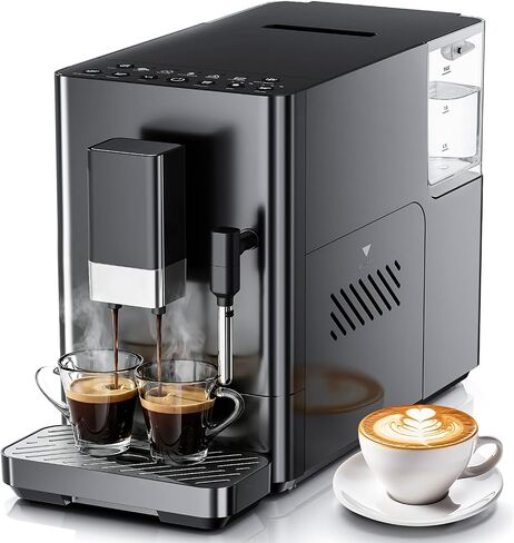 Kismile 20 Bar Automatic Espresso Machine, Grind and Brew Coffee Maker | Built-in Grinder for Fresh Beans. One-Touch Americano, Latte & Cappuccino Settings with Milk frother. Perfect for Home/Office in Kuwait