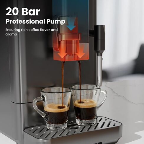 Kismile 20 Bar Automatic Espresso Machine, Grind and Brew Coffee Maker | Built-in Grinder for Fresh Beans. One-Touch Americano, Latte & Cappuccino Settings with Milk frother. Perfect for Home/Office in Kuwait
