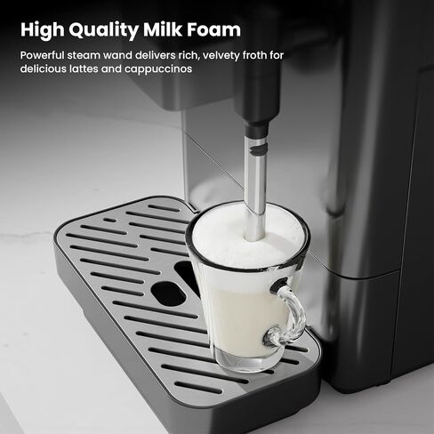 Kismile 20 Bar Automatic Espresso Machine, Grind and Brew Coffee Maker | Built-in Grinder for Fresh Beans. One-Touch Americano, Latte & Cappuccino Settings with Milk frother. Perfect for Home/Office in Kuwait