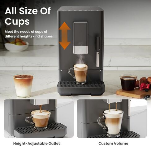Kismile 20 Bar Automatic Espresso Machine, Grind and Brew Coffee Maker | Built-in Grinder for Fresh Beans. One-Touch Americano, Latte & Cappuccino Settings with Milk frother. Perfect for Home/Office in Kuwait