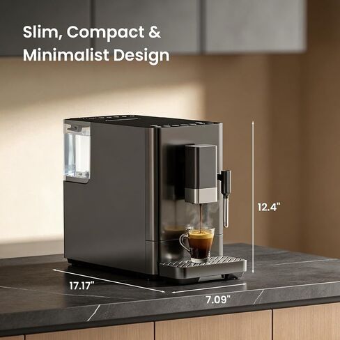 Kismile 20 Bar Automatic Espresso Machine, Grind and Brew Coffee Maker | Built-in Grinder for Fresh Beans. One-Touch Americano, Latte & Cappuccino Settings with Milk frother. Perfect for Home/Office in Kuwait