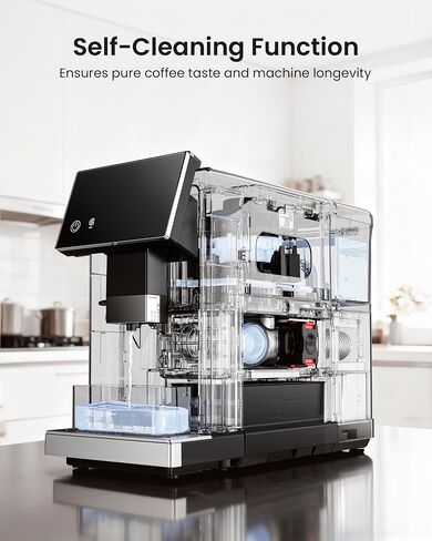 Fully Automatic Espresso Machine with Grinder & Milk Frother | 20 Bar Pressure, 15 Grind Settings, Touch Screen Control and Self-Cleaning Function for Espresso, Latte and Cappuccino in Saudi Arabia