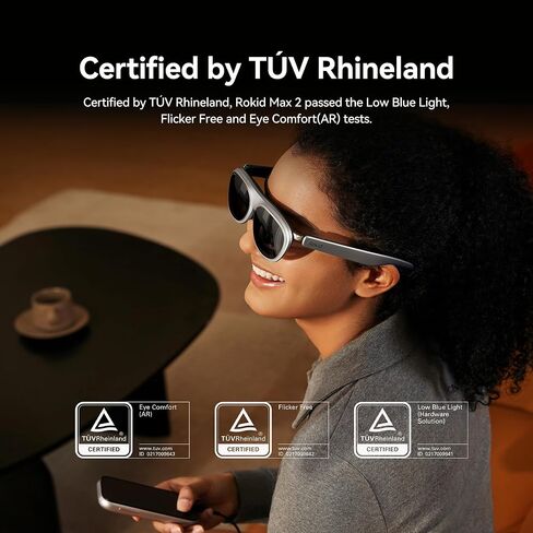 Rokid AR Spatial Silver Max2 AR Glasses & Station2 Spatial Computer with 360" Micro-OLED 3-Screen Display, 120Hz OLED, 600 Nits, Multi-Tasking for Work & Gaming in Saudi Arabia