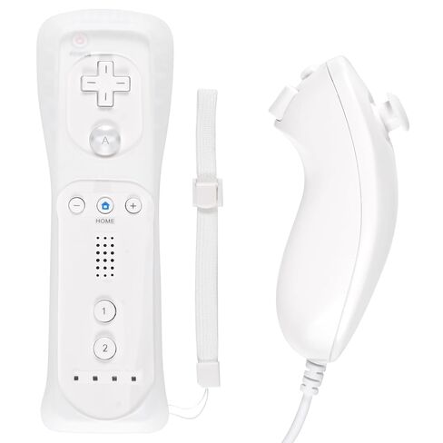 JKSvrenthy Wii Nunchuck Wii Controller, Wii Remote And Nunchuck Controllers With Silicon Case And Strap For Wii And Wii U Combination Lock (D) (WHITE) in Saudi Arabia