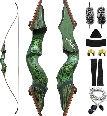 60 Inch Black Hunter Recurve Bow 20-60lbs Right Hand Archery Bow | Wooden Riser, Practice Bow, with Bow Stringer, for Adults Beginner, Hunting Shooting in Saudi Arabia