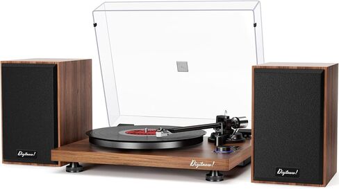 Bluetooth Turntable HiFi System with 36 Watt Bookshelf Speakers, Patend Designed Vinyl Record Player with Magnetic Cartridge, Bluetooth Playback and Auto Off | Patend Designed Vinyl Record Player with Magnetic Cartridge, Bluetooth Playback and Auto Off in Saudi Arabia