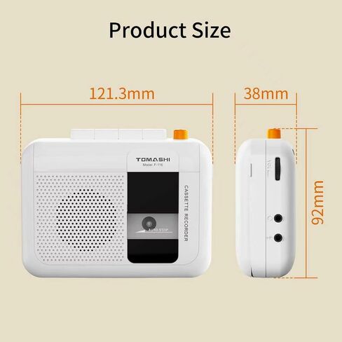 TOMASHI Portable Cassette Player, Tape Recorder, with Build in Microphone/Speaker/Headphone Jack. Fast Forward, Fast Rewind, Auto-Stop in Saudi Arabia