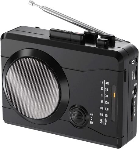 Portable Cassette Player Tape Recorder, Cassette Tape to MP3 Digital Converter, AM/FM Radio Station, Reverse Recording - Record from PC to Blank Tapes(Black) | Compact Size,Feature-rich in Saudi Arabia