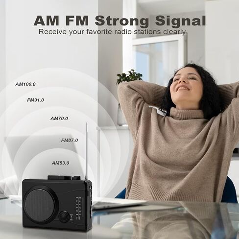 Portable Cassette Player Tape Recorder, Cassette Tape to MP3 Digital Converter, AM/FM Radio Station, Reverse Recording - Record from PC to Blank Tapes(Black) | Compact Size,Feature-rich in Saudi Arabia