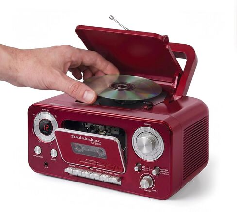 Studebaker Portable CD Player with Bluetooth, AM/FM Stereo Radio & Cassette Player/Recorder with Aux-in and AC/DC Power - Rose & Gold in Kuwait