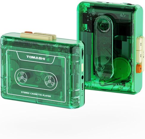 TOMASHI Portable Cassette Player with Bluetooth Transmitter, Cassette Stereo Player with Type-C Charging, Built-in Battery, Belt Clip, and Earphone Jack for Wireless Music Playback in Saudi Arabia
