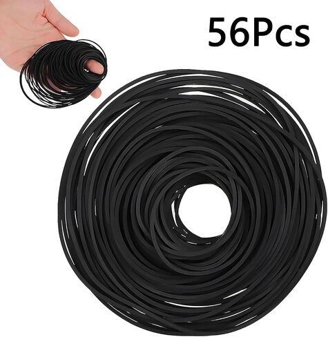 56Pcs Recorder Rubber Belts-Rubber Drive Belt Set Premium for DVD, CD, VCR, Cassette Player Repair,40-120mm(Black,1mm Width) in Kuwait