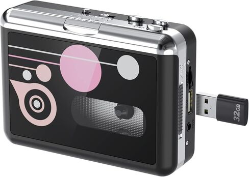 Portable Cassette Player Converter, Convert Cassette to MP3 via USB Disk, USB/Tape Audio Music Player with Earphones, No PC Required | Convert Tapes to MP3 via USB Drive in Saudi Arabia
