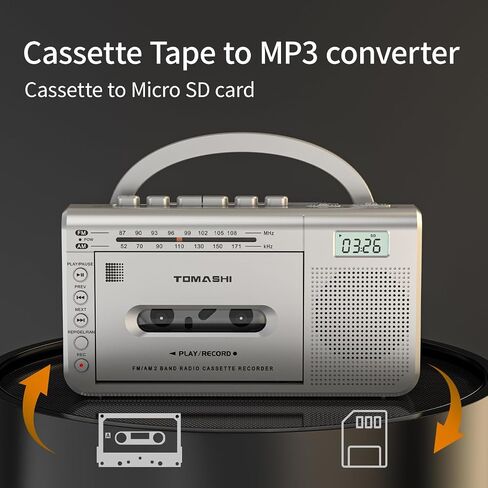 TOMASHI Cassette Tape Player,Radios Portable Am Fm,Tape Recorder,Boombox | Retro Walkman Music Box with Speaker,Cassette to Digital Mp3 Converter,Headphone Jack, Built-In Mic,Type-C or Battery in Saudi Arabia