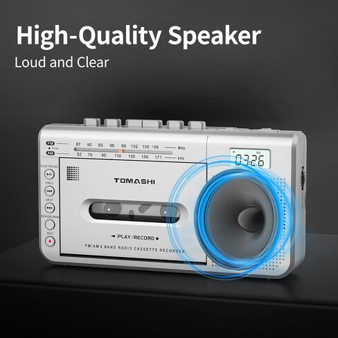 TOMASHI Cassette Tape Player,Radios Portable Am Fm,Tape Recorder,Boombox | Retro Walkman Music Box with Speaker,Cassette to Digital Mp3 Converter,Headphone Jack, Built-In Mic,Type-C or Battery in Saudi Arabia