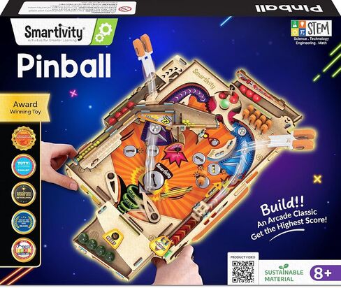 Smartivity DIY Pinball Machine STEM Toy for Kids Ages 8 9 10 11 12 13 14 | Wooden Construction Kit | Pinball Machine for Kids 8-14 | Birthday Gift Boys Girls | Family Party Game in Saudi Arabia