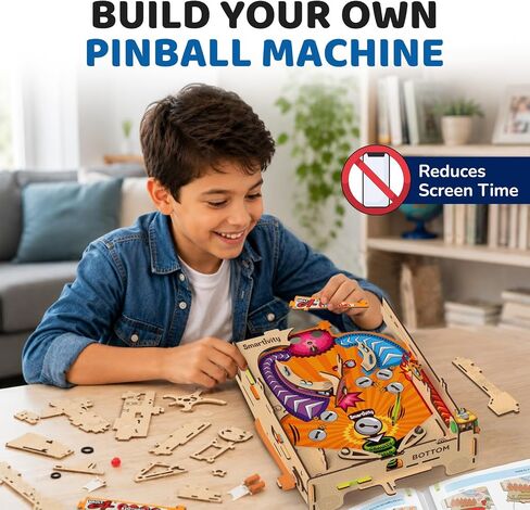Smartivity DIY Pinball Machine STEM Toy for Kids Ages 8 9 10 11 12 13 14 | Wooden Construction Kit | Pinball Machine for Kids 8-14 | Birthday Gift Boys Girls | Family Party Game in Saudi Arabia