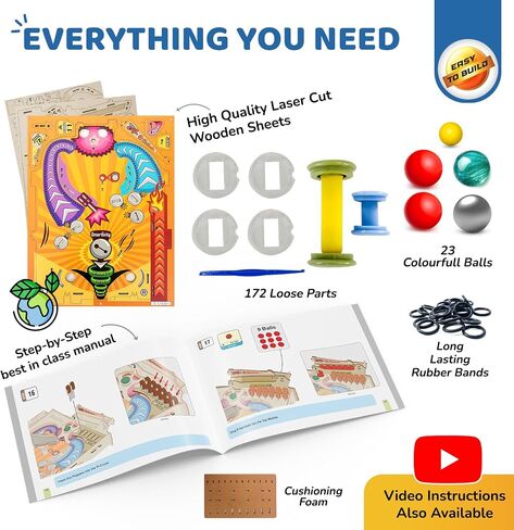 Smartivity DIY Pinball Machine STEM Toy for Kids Ages 8 9 10 11 12 13 14 | Wooden Construction Kit | Pinball Machine for Kids 8-14 | Birthday Gift Boys Girls | Family Party Game in Saudi Arabia