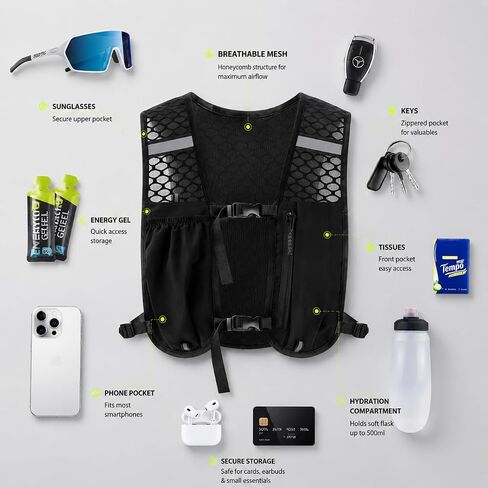Simptech Running Vest Belt Bag - Lightweight Reflective Chest Pack Backpack, Adjustable Straps, Quick-Access Phone Holder, Running Gear for Men Women Hiking Cycling in Saudi Arabia