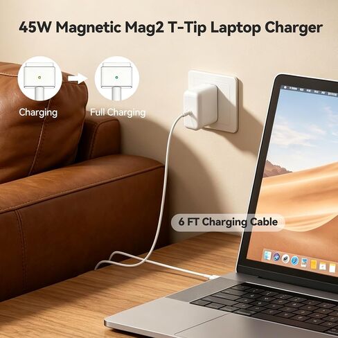85W Mac Book Pro Charger T-Tip Mag 2 for Mac Book Pro 13/15-inch 2012-2017 | 13-inch, 15-inch and 17-inch laptop models, A1424, A1425, A1435, A1436, A1465, A146 in Kuwait