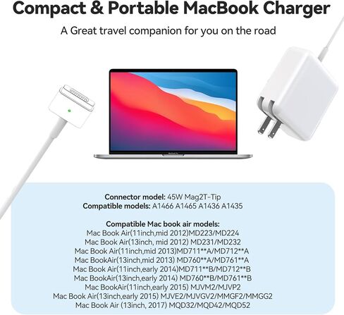 85W Mac Book Pro Charger T-Tip Mag 2 for Mac Book Pro 13/15-inch 2012-2017 | 13-inch, 15-inch and 17-inch laptop models, A1424, A1425, A1435, A1436, A1465, A146 in Kuwait