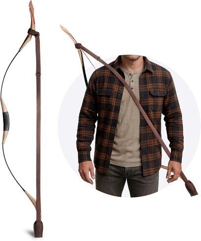 Archery Bow Shoulder Strap, Brown Leather, Handmade Sling, Bow Carrier, Hunting & Practice in Saudi Arabia