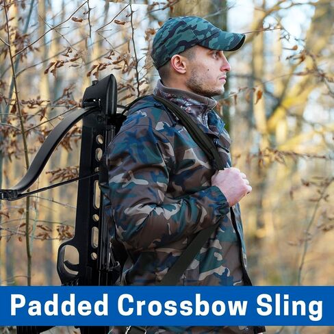 Crossbow Sling with Metal Swivels, Adjustable Padded Shoulder Strap (37"-53") with Anti-Slip Backing for Archery Hunting, Compatible with Most Crossbows in Saudi Arabia