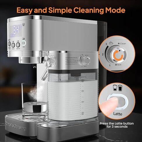 URintells Cuising 5in1 Espresso Machine with Adjustable Milk Frother System | 20Bar Pump,LED Display,Buitl-in Timer, Hot Water Function,Auto-Milk Frother for Cappuccino Latte Americano,Stainless Steal in Saudi Arabia