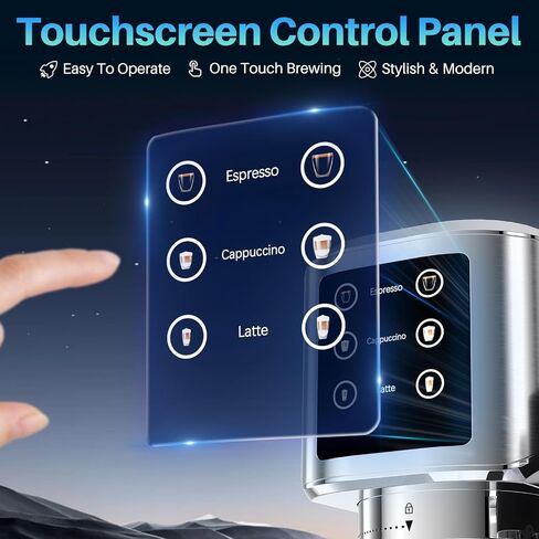 URintells Cuising 4-in-1 Espresso Machine with Touchscreen | Espresso Maker with Milk Frother for Cappuccino Latte,Stainless Steel Coffee Machine with Dual Heating And Pump System in Saudi Arabia