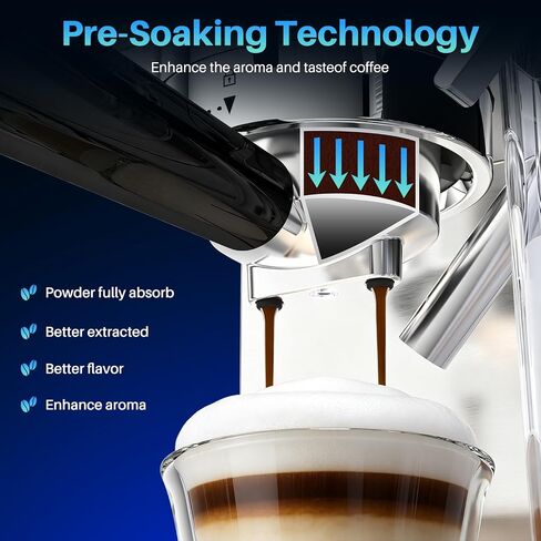 URintells Cuising 4-in-1 Espresso Machine with Touchscreen | Espresso Maker with Milk Frother for Cappuccino Latte,Stainless Steel Coffee Machine with Dual Heating And Pump System in Saudi Arabia
